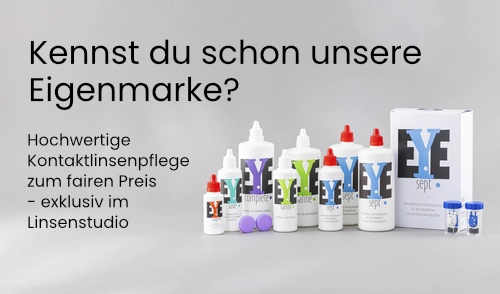 Eigenmarke EYE kaufen Text: Kennst du schon unsere Eigenmarke? Bild: alle EYE-Produkte nebeneinander gestellt.